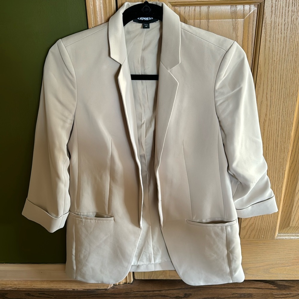 Express Light Beige Boyfriend Blazer